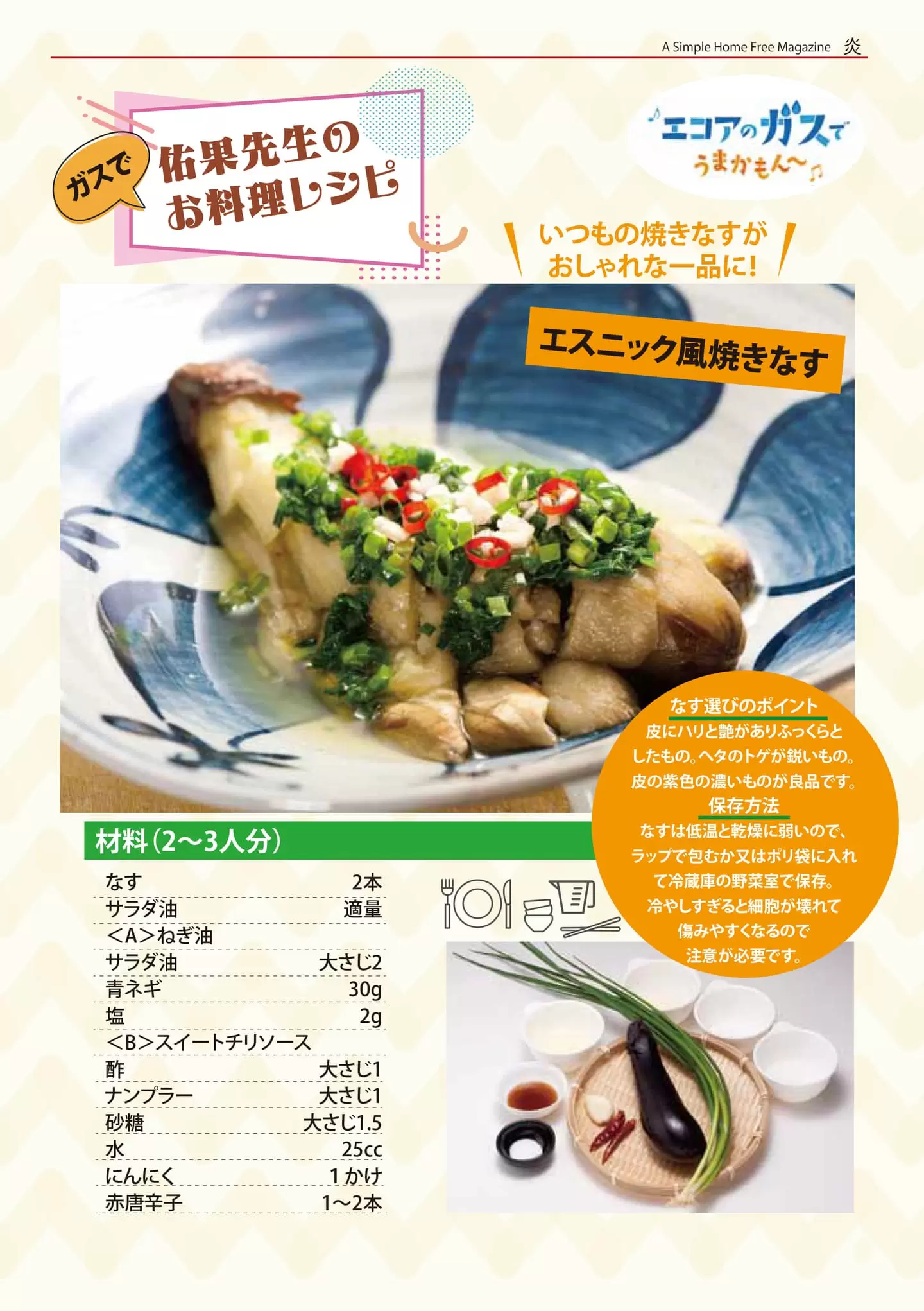 佑果先生のお料理レシピ - エスニック風焼きなす - 材料