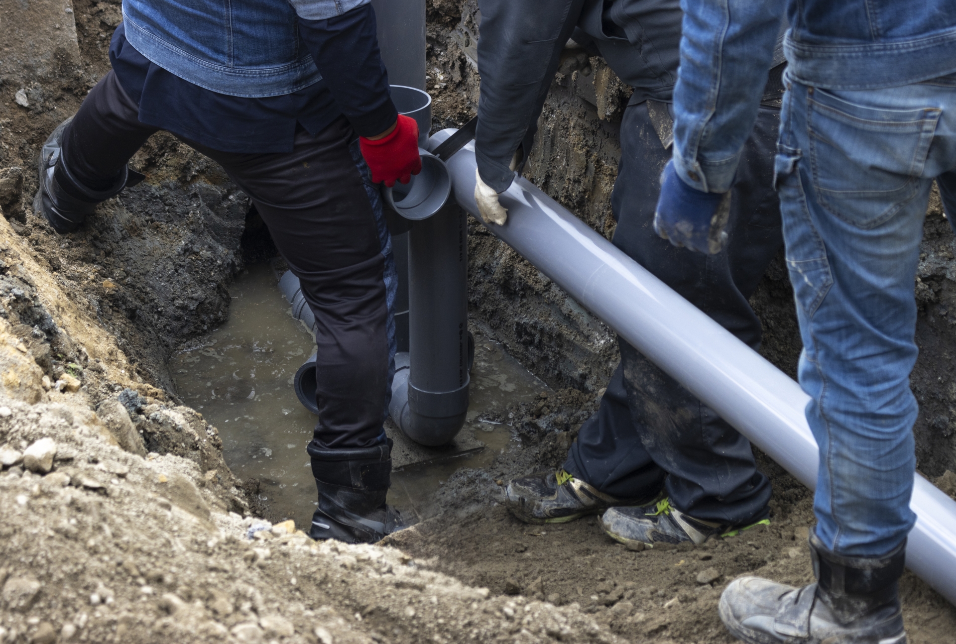 下水道工事中の風景